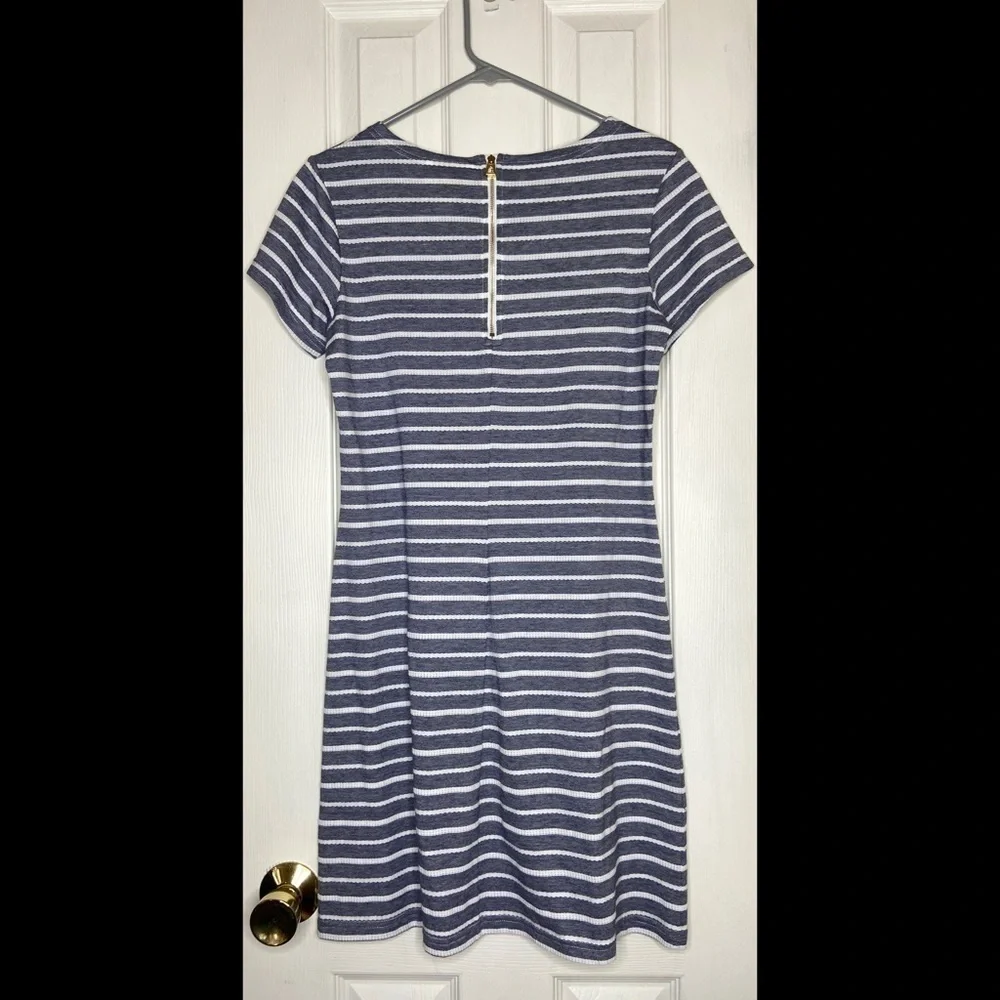 Sail To Sable Blue & White Striped Nautical Shift Dress Medium - Picture 4 of 6